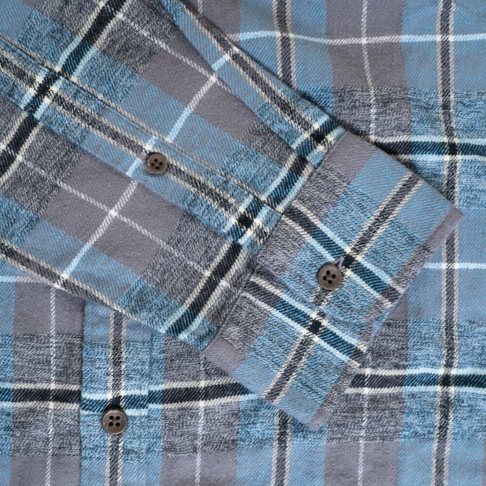 Vissla Flannel Shirt Button Up Long Sleeve Blue Gray Plaid Central Coast Small - Picture 8 of 14